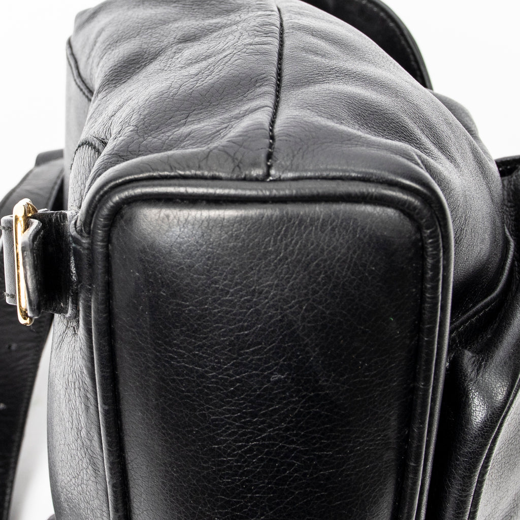 Backpack Mini Bamboo Backpack Black Calfskin Leather