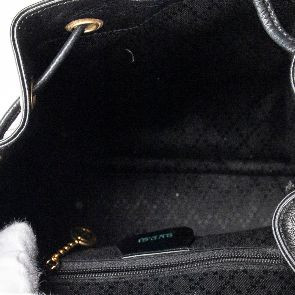 Backpack Mini Bamboo Backpack Black Calfskin Leather