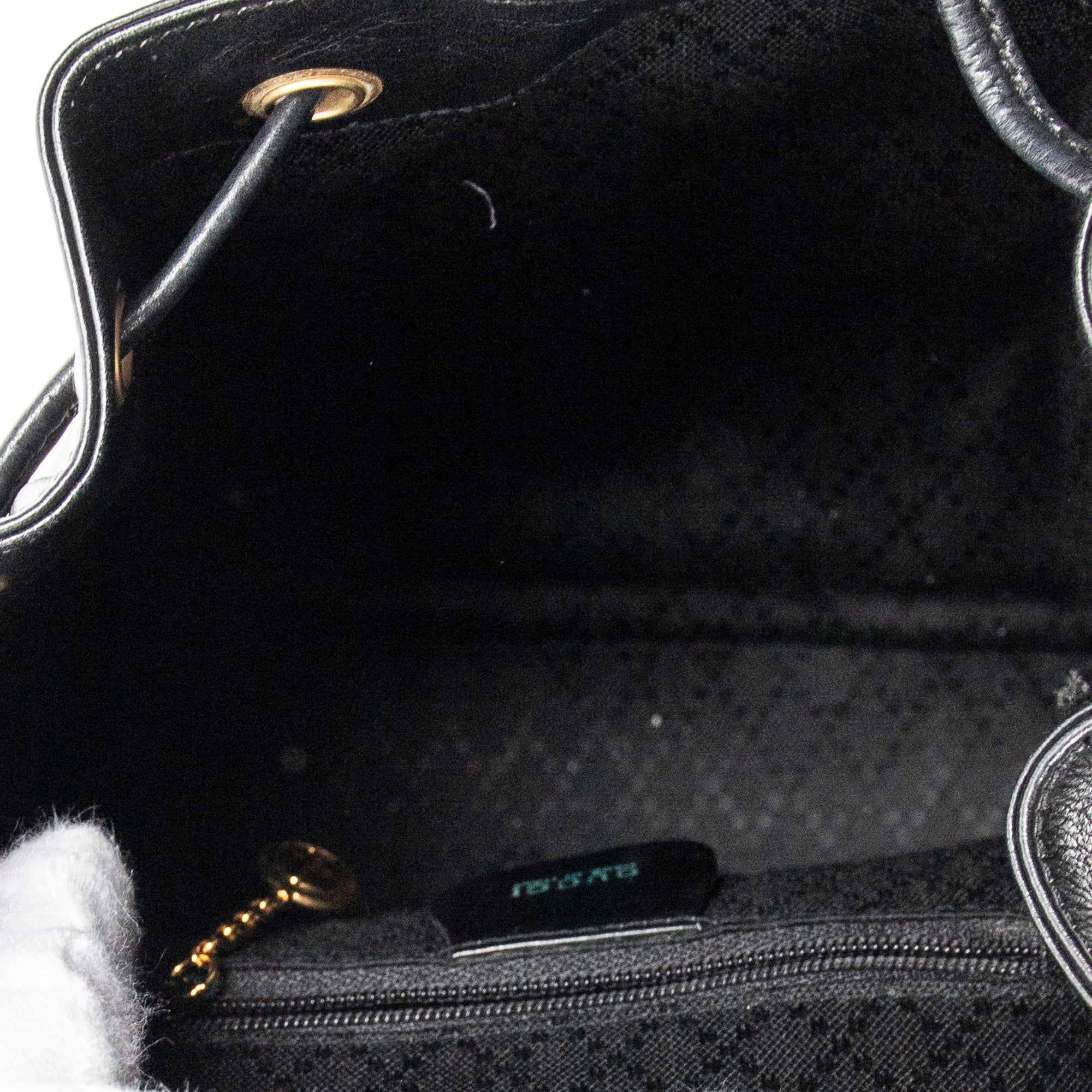 Backpack Mini Bamboo Backpack Black Calfskin Leather