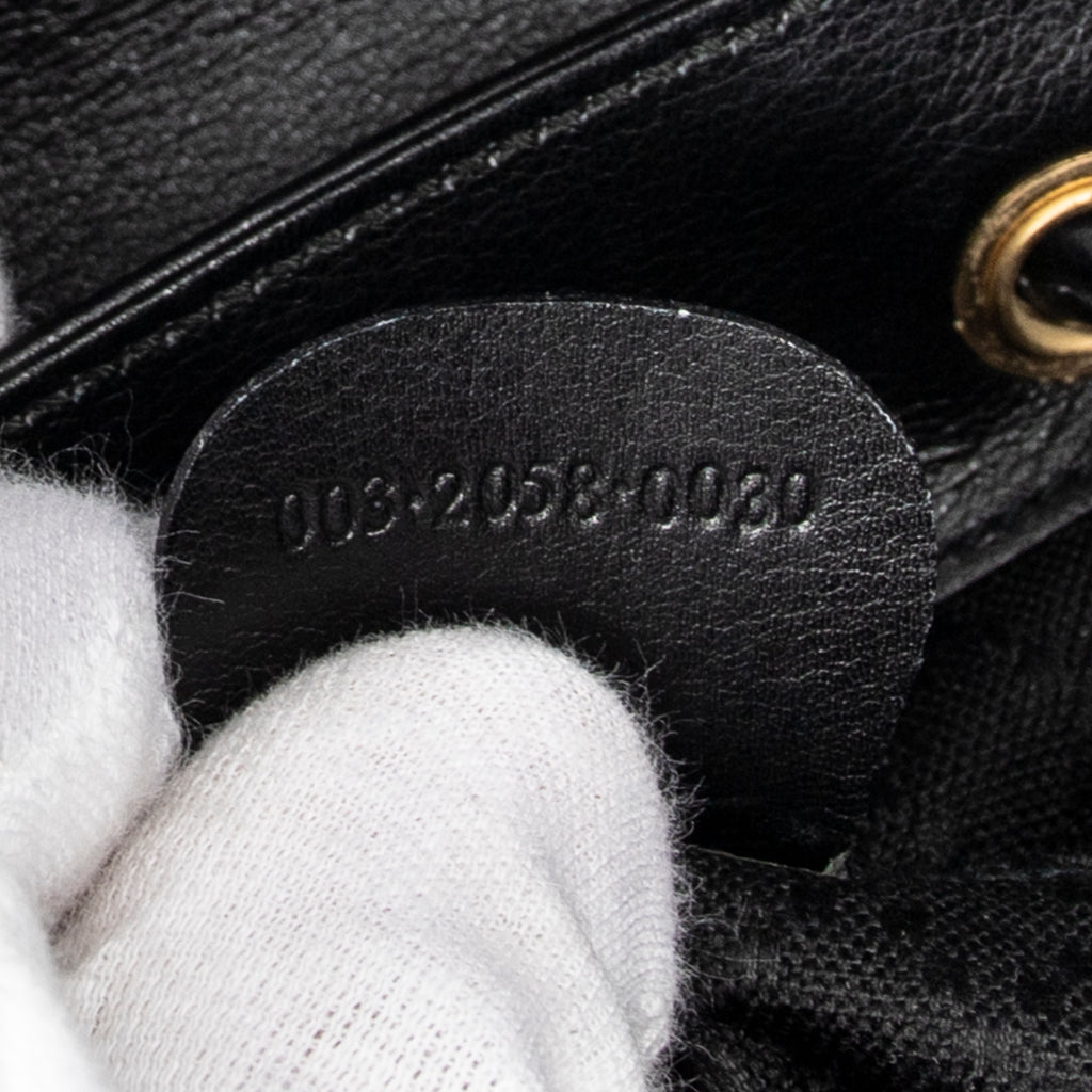 Backpack Mini Bamboo Backpack Black Calfskin Leather