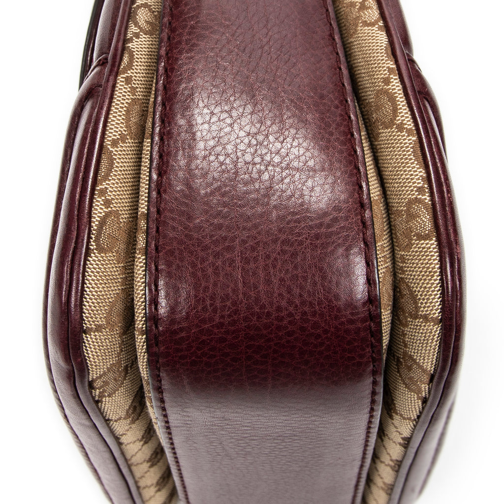 Shoulder Bag Bamboo Tassel Top Handle Burgundy Monogrammed Canvas