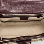Shoulder Bag Bamboo Tassel Top Handle Burgundy Monogrammed Canvas