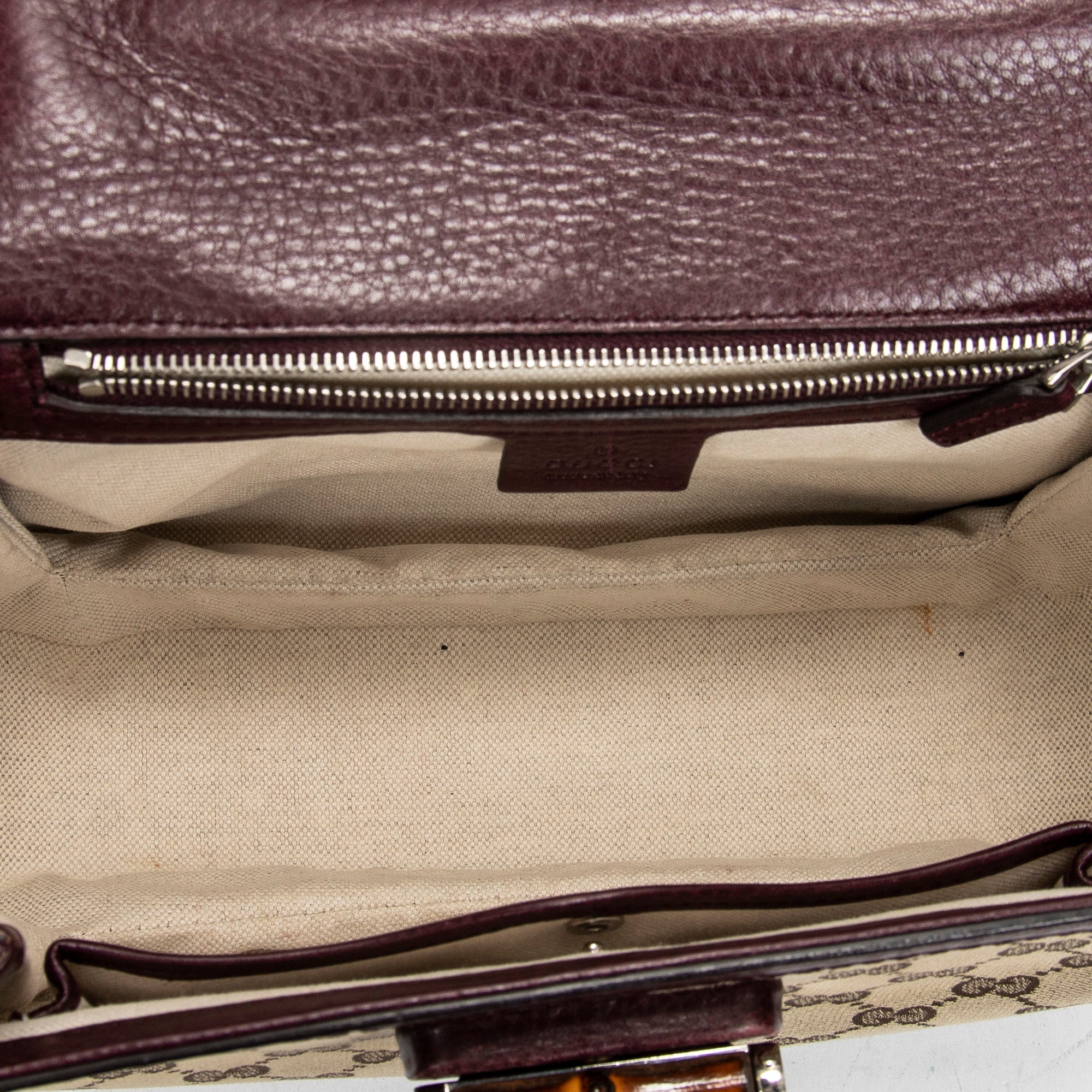 Shoulder Bag Bamboo Tassel Top Handle Burgundy Monogrammed Canvas