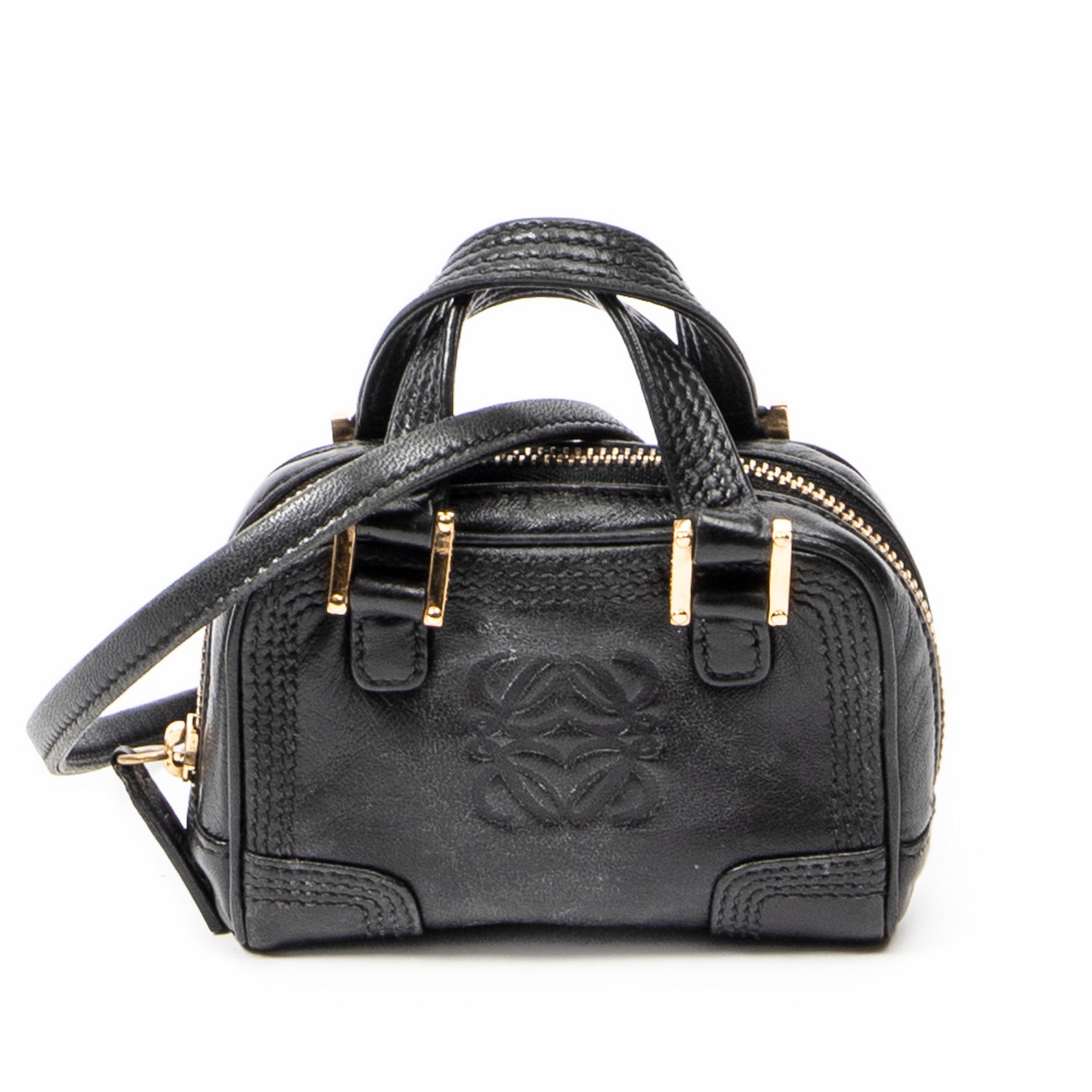 Shoulder Bag Micro Amazona Crossbody Black Calfskin Leather