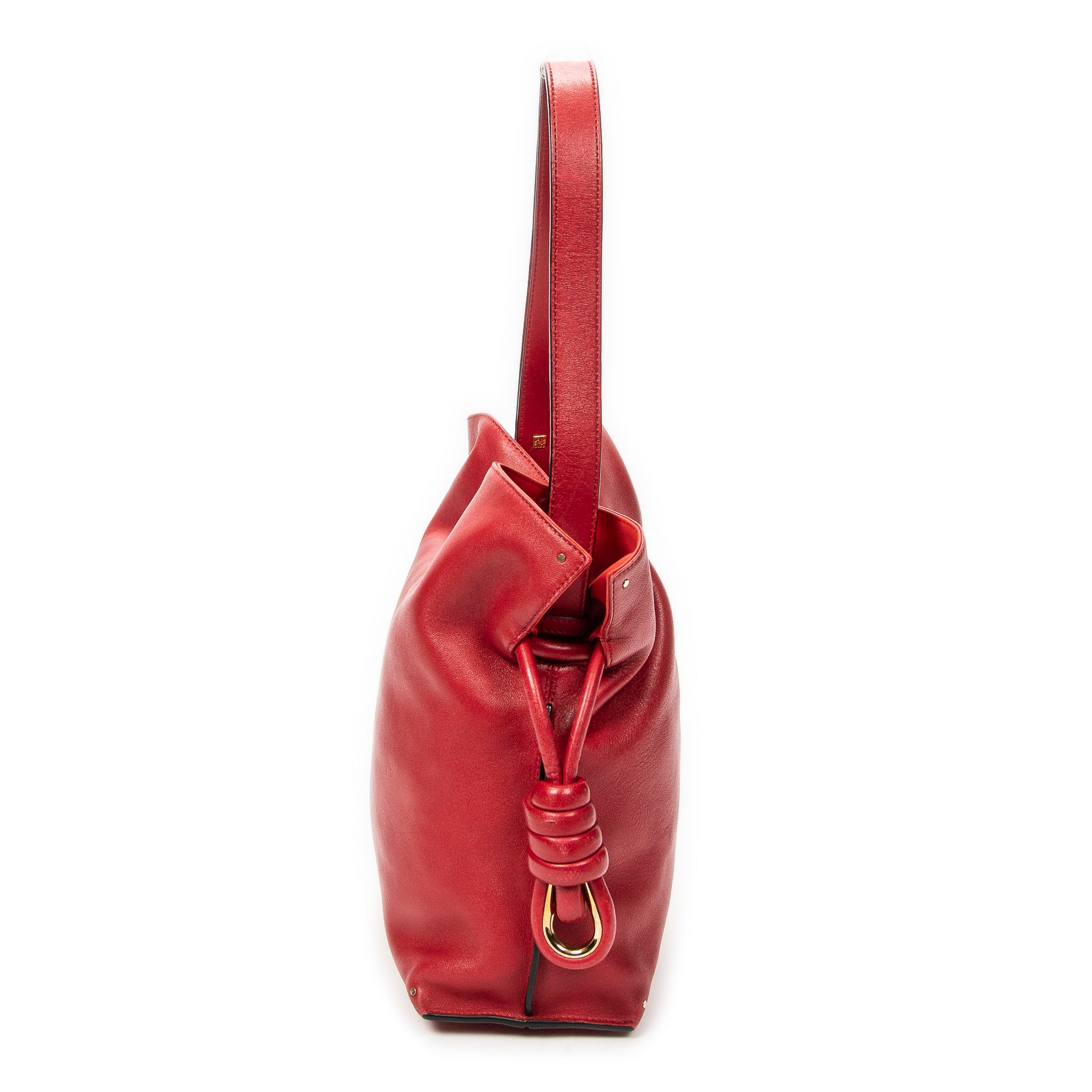 Shoulder Bag Small Flamenco Knot Red Calfskin Leather