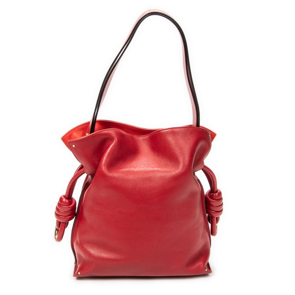 Shoulder Bag Small Flamenco Knot Red Calfskin Leather