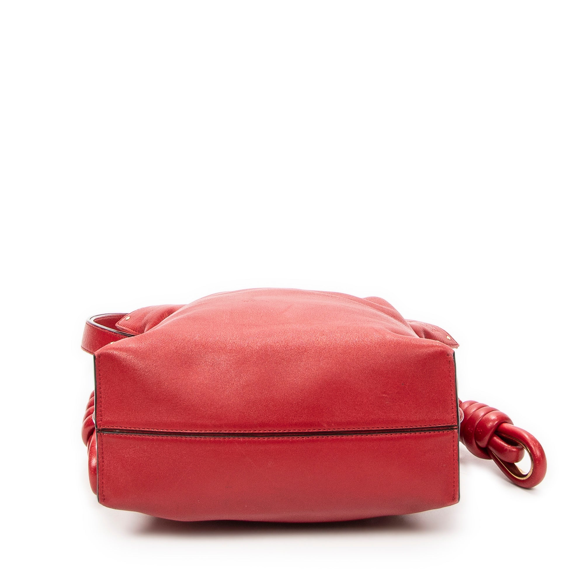 Shoulder Bag Small Flamenco Knot Red Calfskin Leather