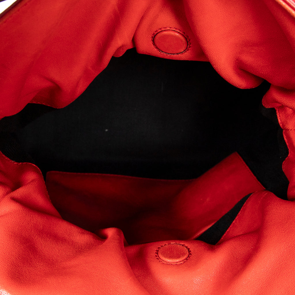 Shoulder Bag Small Flamenco Knot Red Calfskin Leather