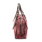 Handbag Studded Amazona 30 Burgundy Suede Leather