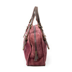 Handbag Studded Amazona 30 Burgundy Suede Leather