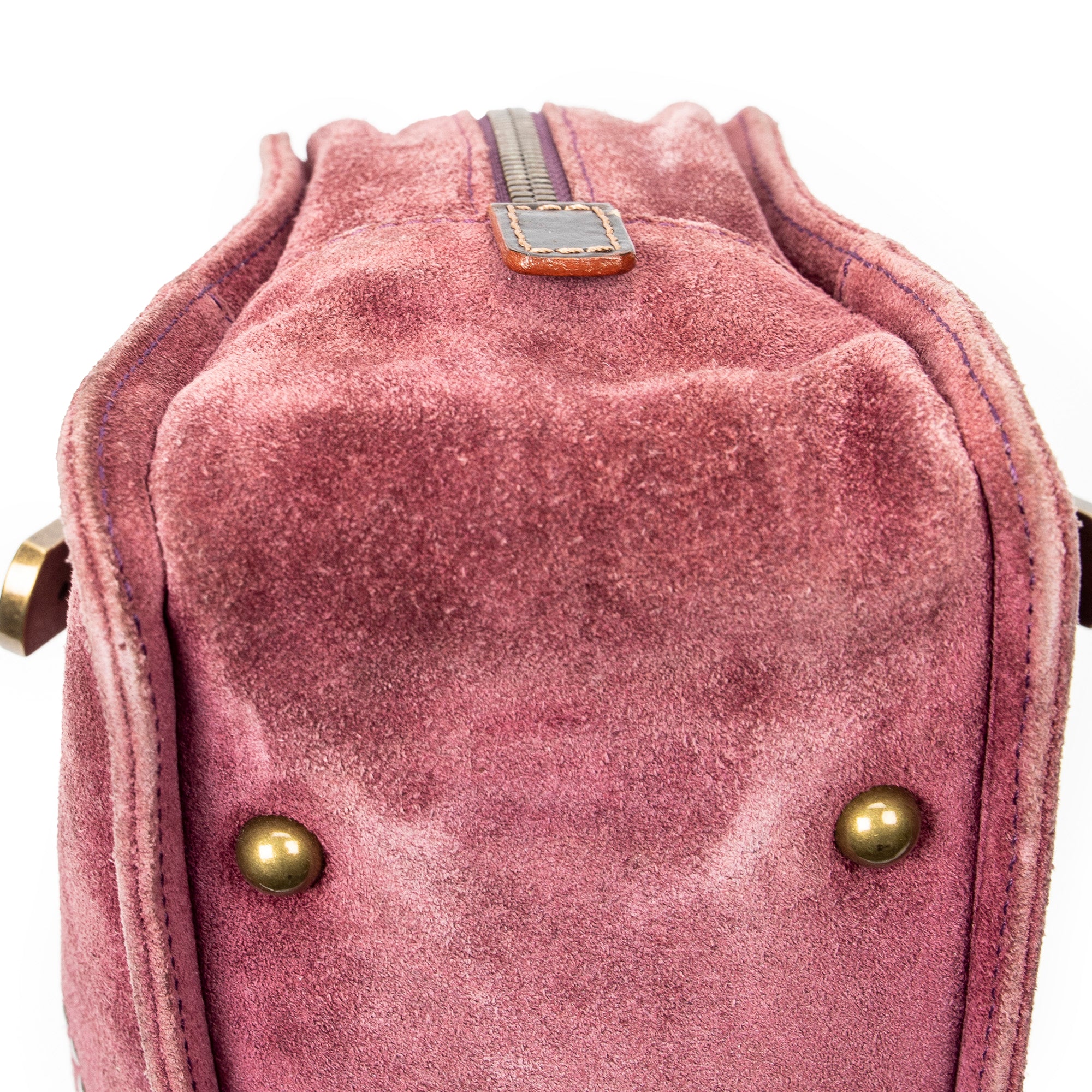 Handbag Studded Amazona 30 Burgundy Suede Leather
