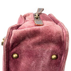 Handbag Studded Amazona 30 Burgundy Suede Leather