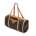 Handbag Vintage Barrel Bag Black Woven Coated Canvas