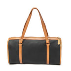 Handbag Vintage Barrel Bag Black Woven Coated Canvas