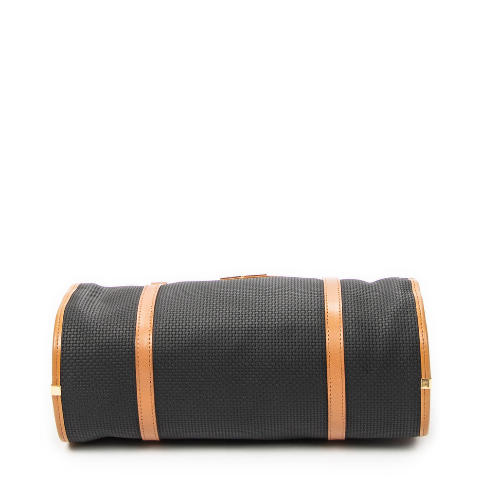 Handbag Vintage Barrel Bag Black Woven Coated Canvas