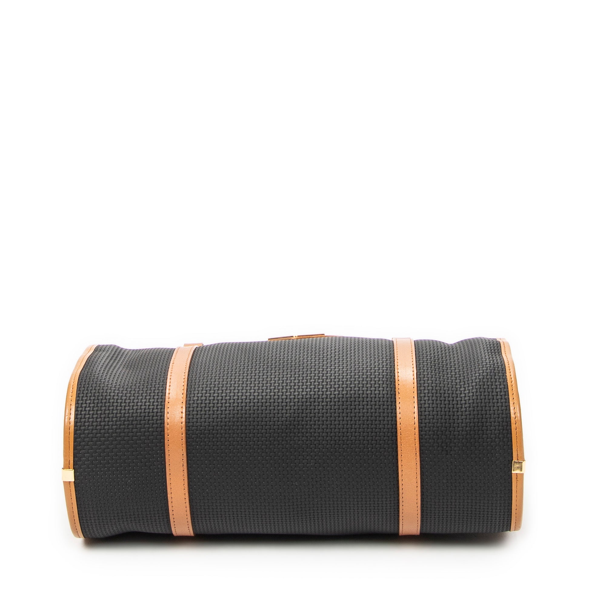 Handbag Vintage Barrel Bag Black Woven Coated Canvas