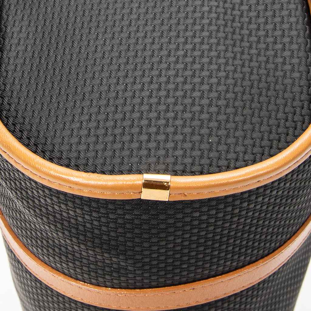 Handbag Vintage Barrel Bag Black Woven Coated Canvas