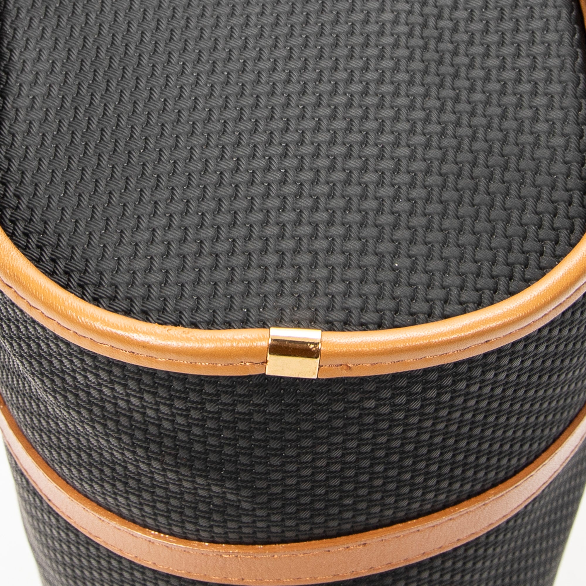 Handbag Vintage Barrel Bag Black Woven Coated Canvas