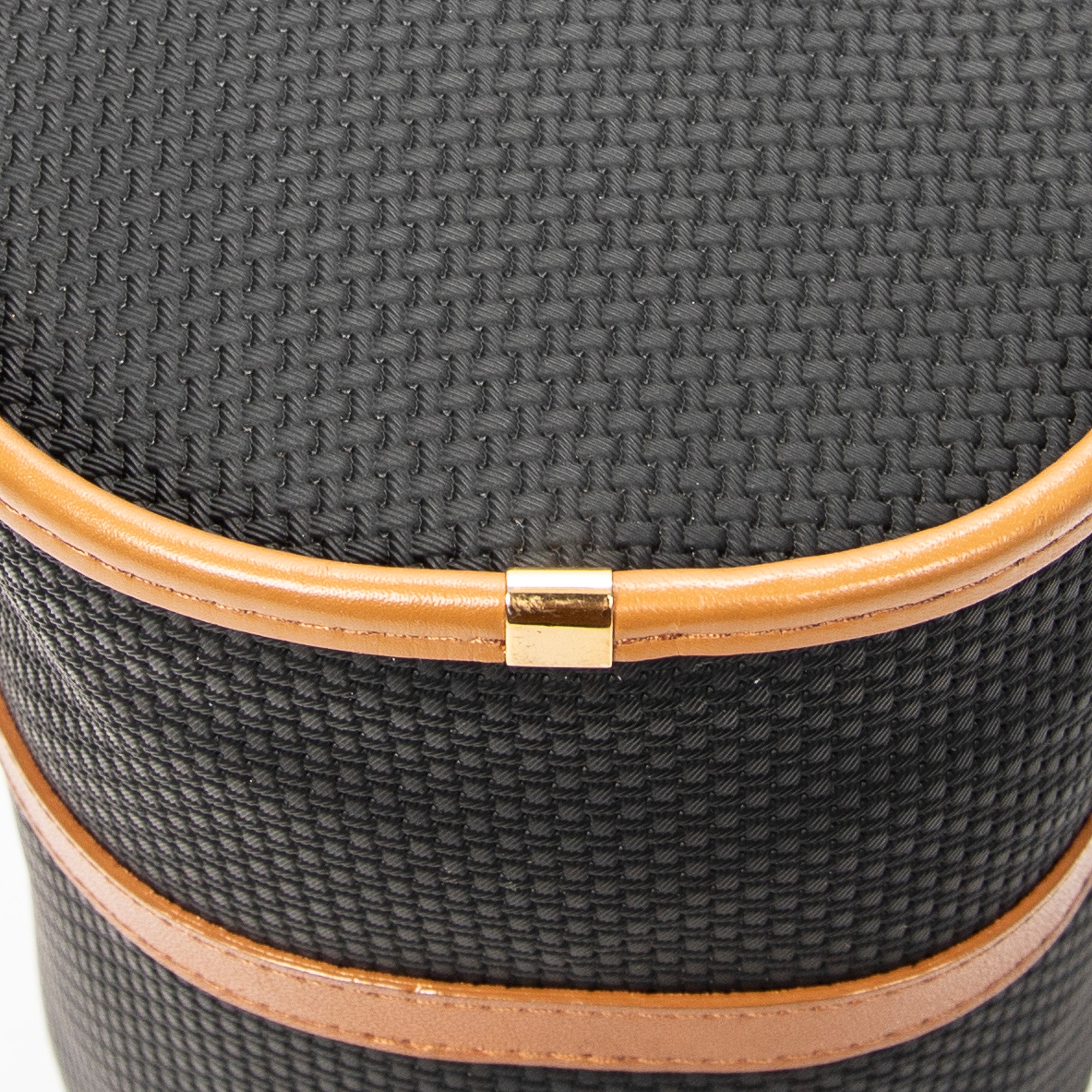 Handbag Vintage Barrel Bag Black Woven Coated Canvas
