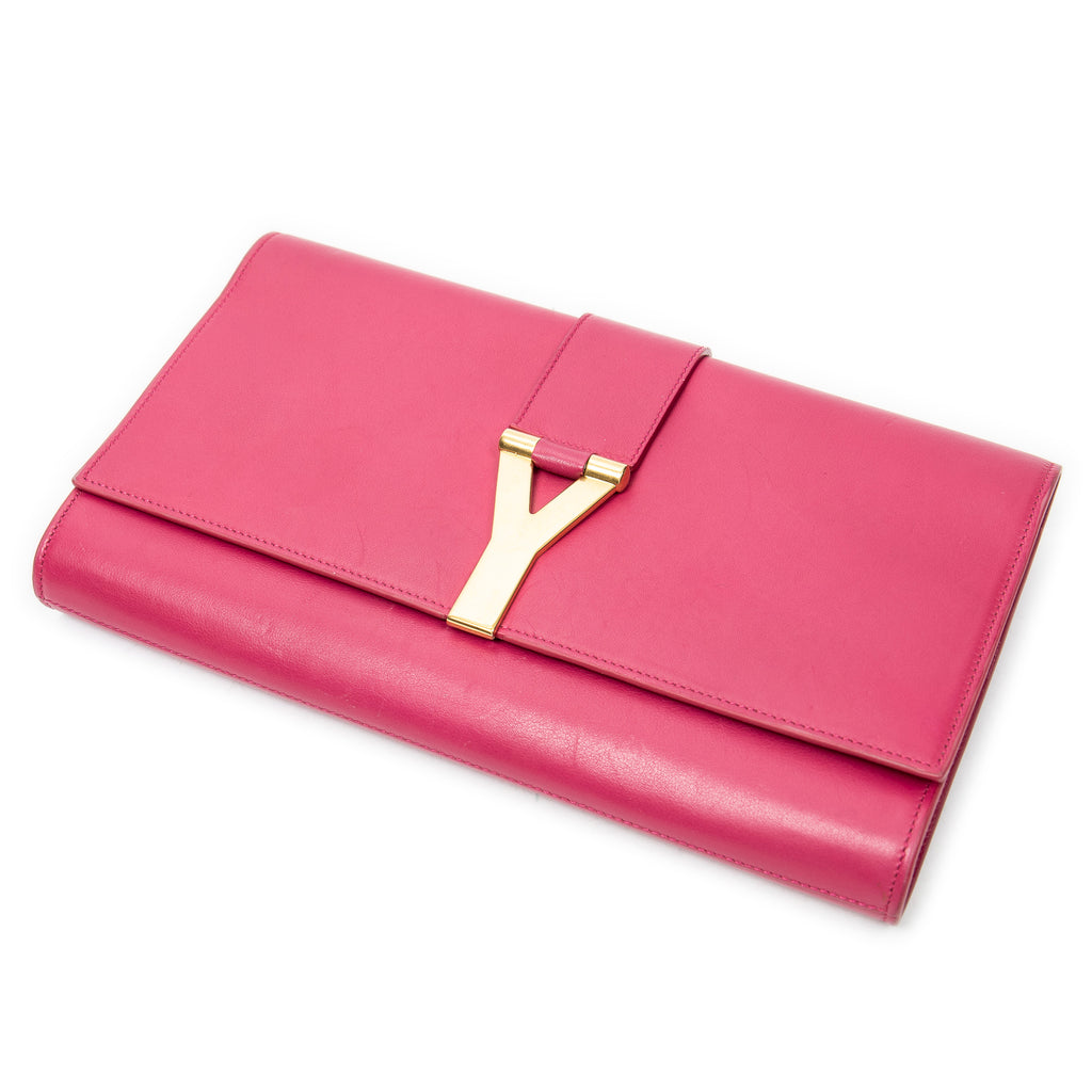 Clutch Ligne Y Clutch Fuchsia Pink Calfskin Leather