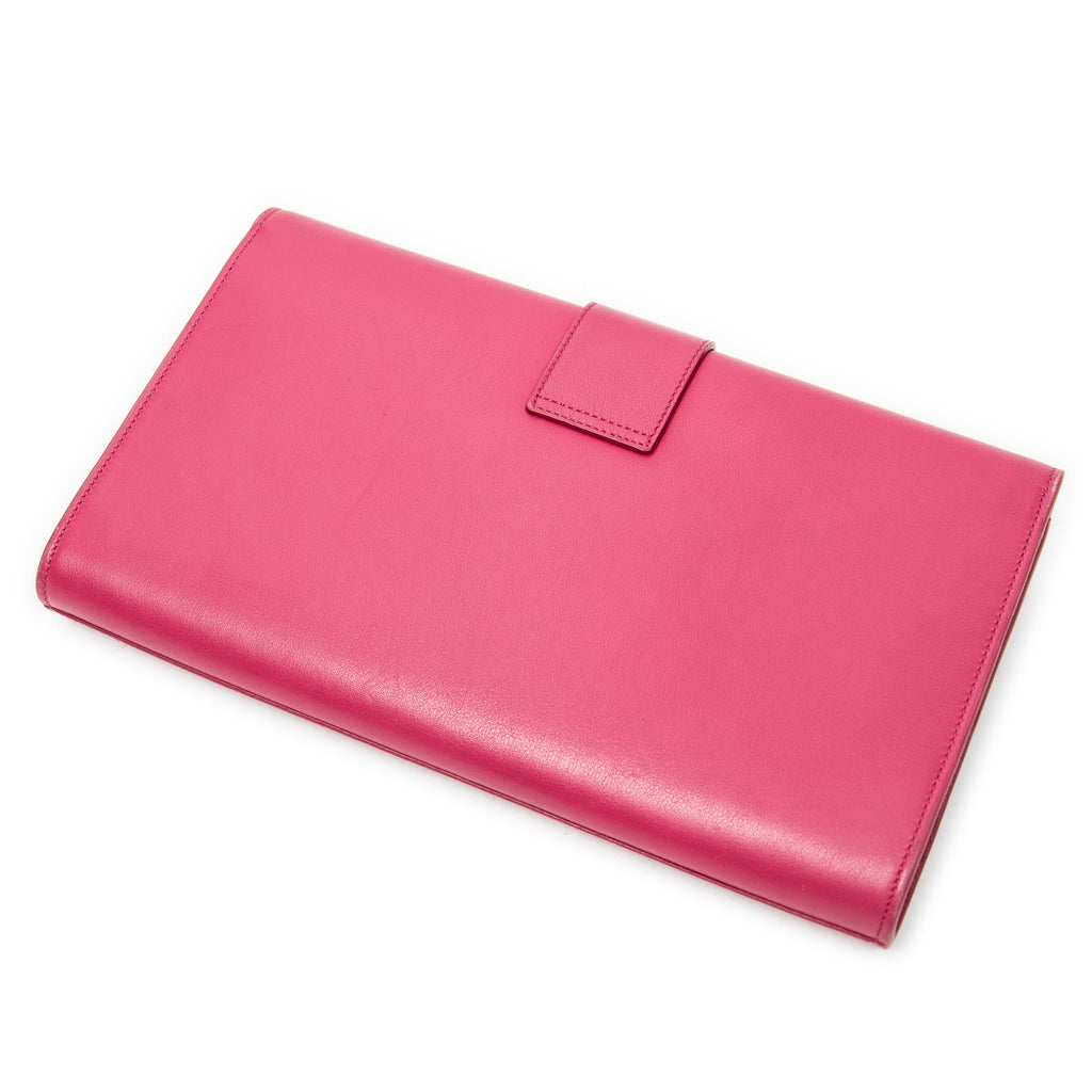 Clutch Ligne Y Clutch Fuchsia Pink Calfskin Leather