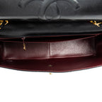 Shoulder Bag Maxi Jumbo XL Flap Black Quilted Lambskin Leather