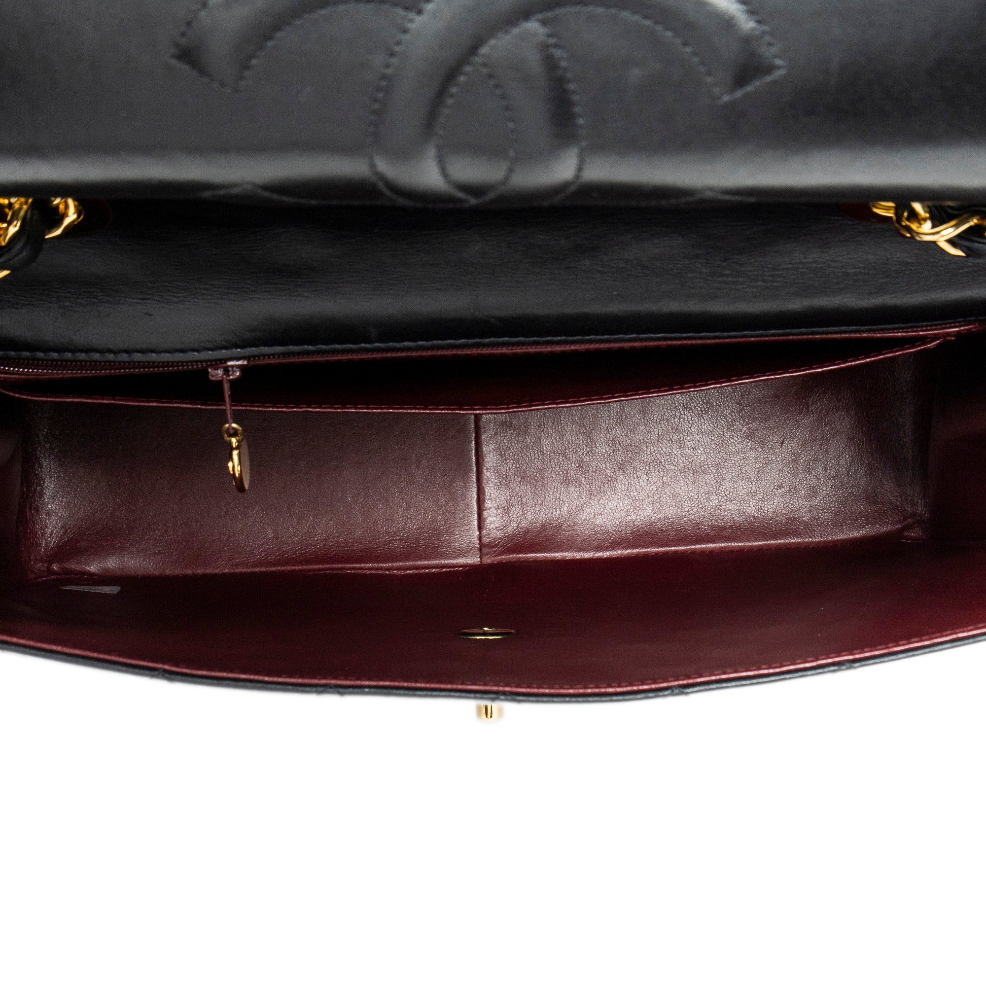 Shoulder Bag Maxi Jumbo XL Flap Black Quilted Lambskin Leather