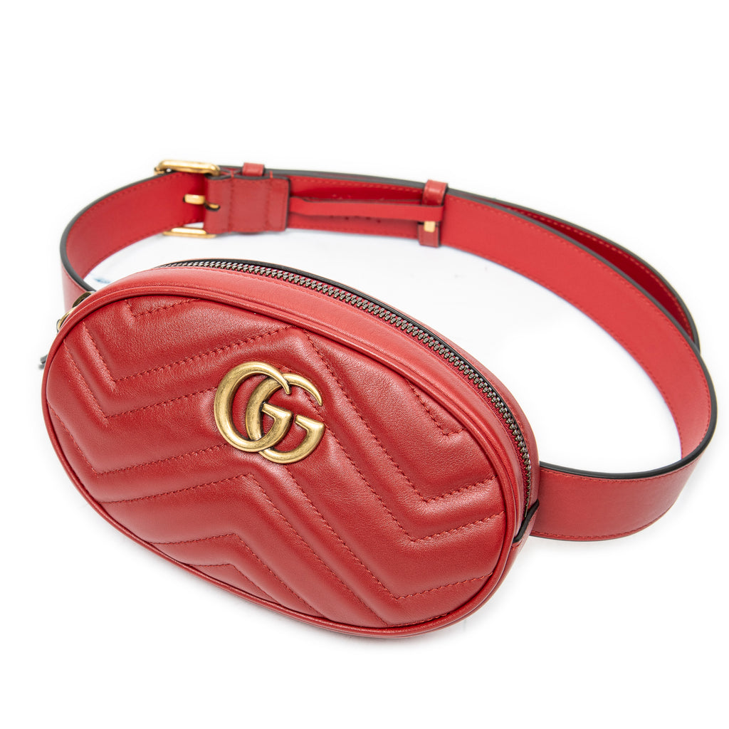 Bandolera GG Marmont Riñonera 85 Piel de becerro acolchada roja