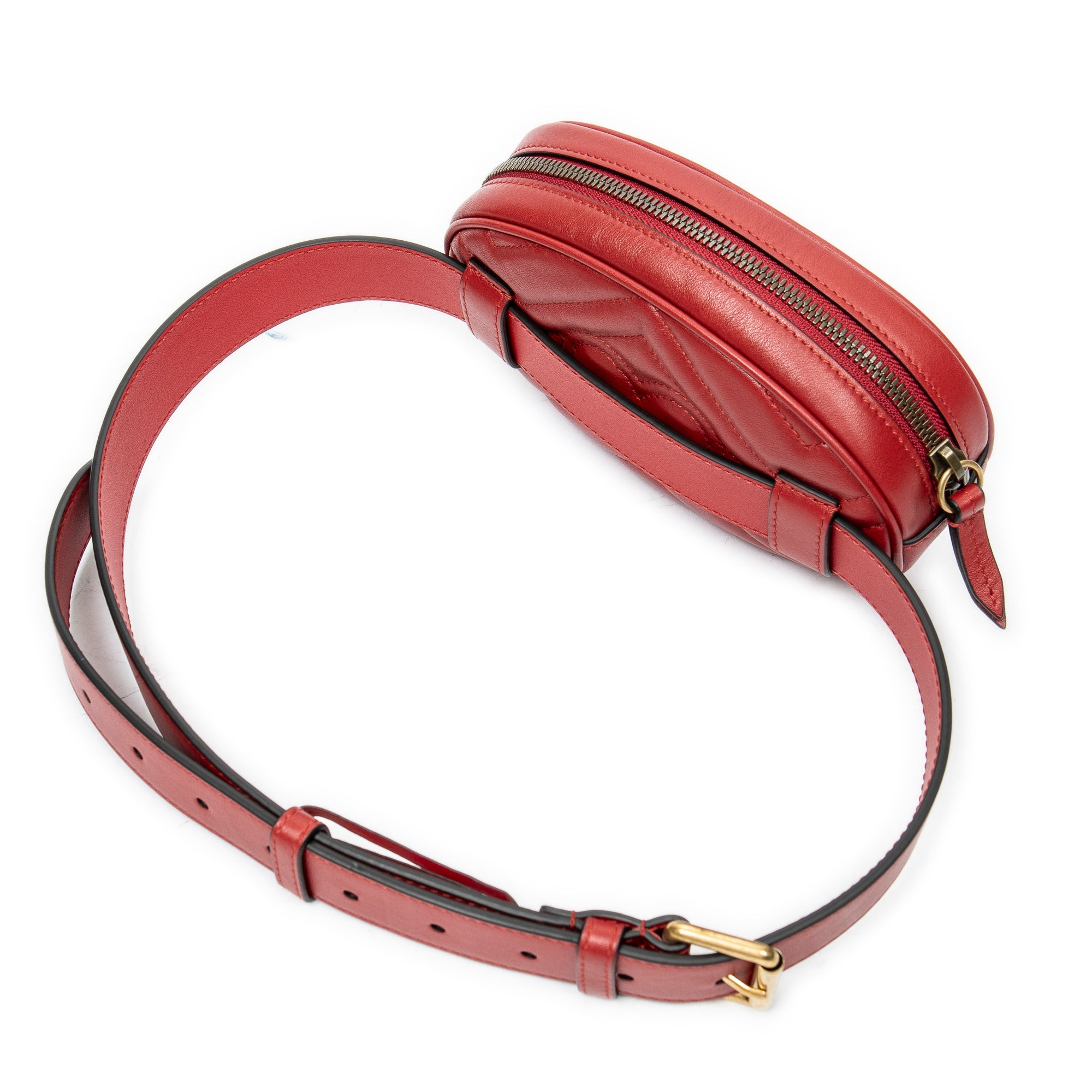 Bandolera GG Marmont Riñonera 85 Piel de becerro acolchada roja