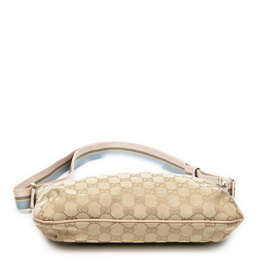 Shoulder Bag Mini Web Zip Crossbody Light Pink Monogrammed Canvas