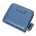 Wallet Compact Zip Bifold Wallet Blue Microguccissima Leather