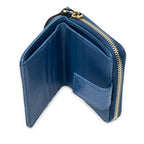 Wallet Compact Zip Bifold Wallet Blue Microguccissima Leather