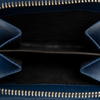Wallet Compact Zip Bifold Wallet Blue Microguccissima Leather