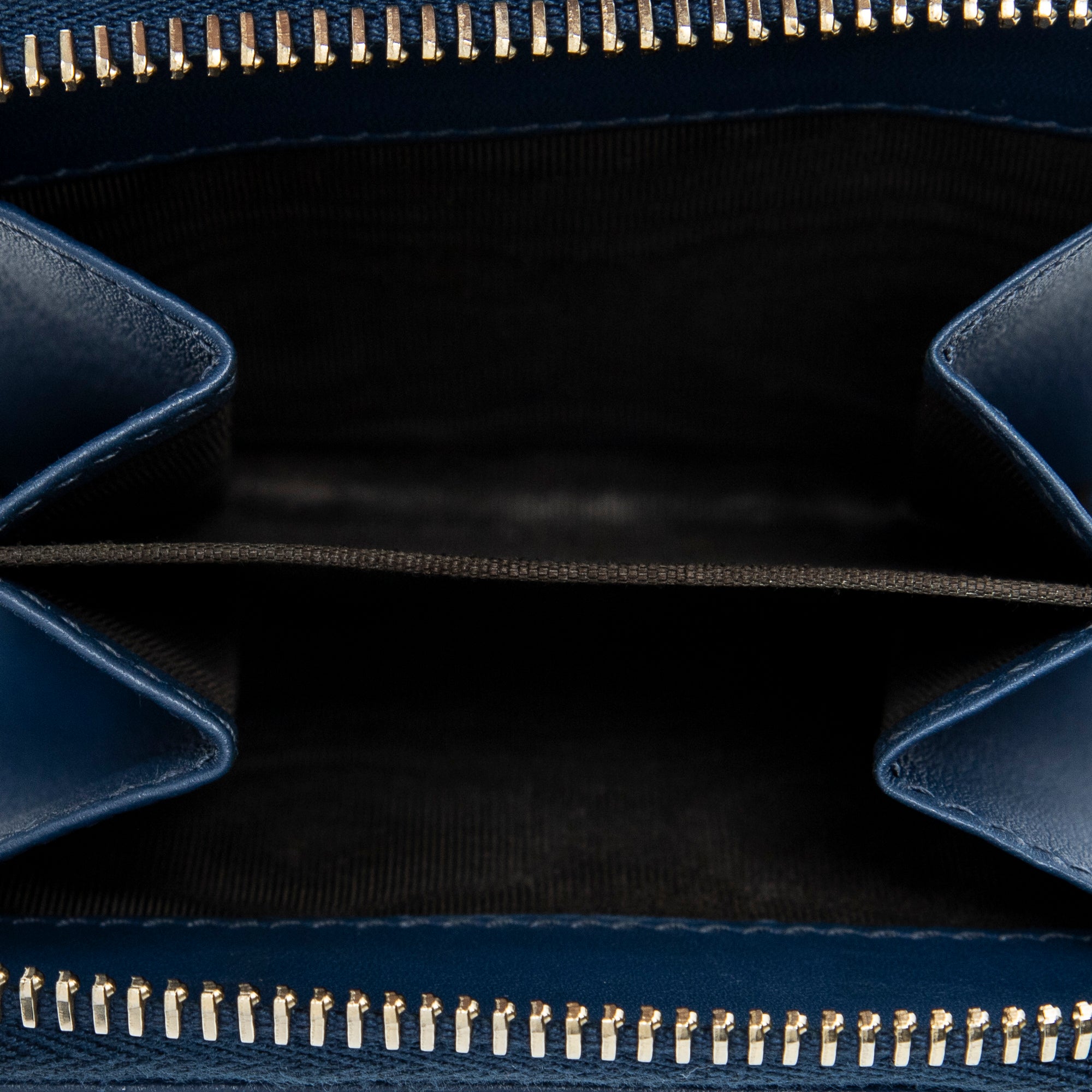 Wallet Compact Zip Bifold Wallet Blue Microguccissima Leather