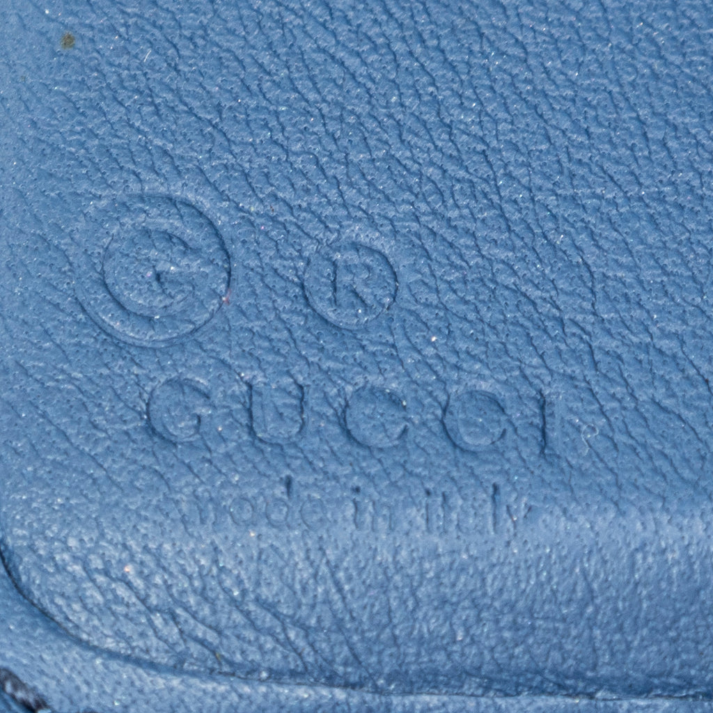 Wallet Compact Zip Bifold Wallet Blue Microguccissima Leather