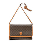 Shoulder Bag Vintage Flap Crossbody Brown Macadam Coated Canvas