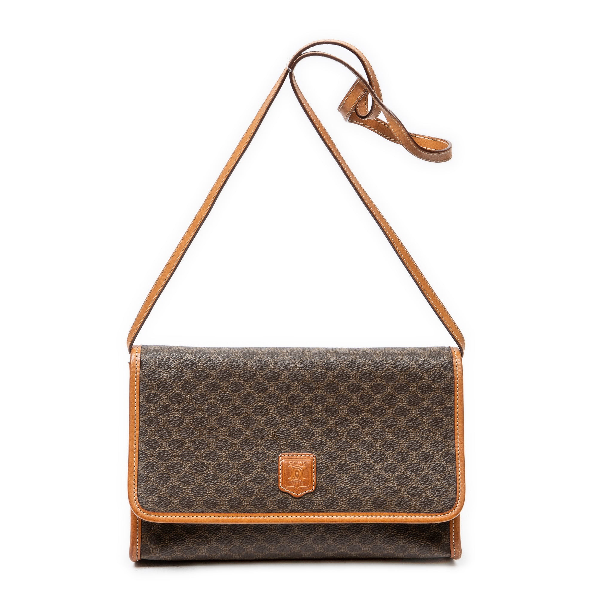 Shoulder Bag Vintage Flap Crossbody Brown Macadam Coated Canvas