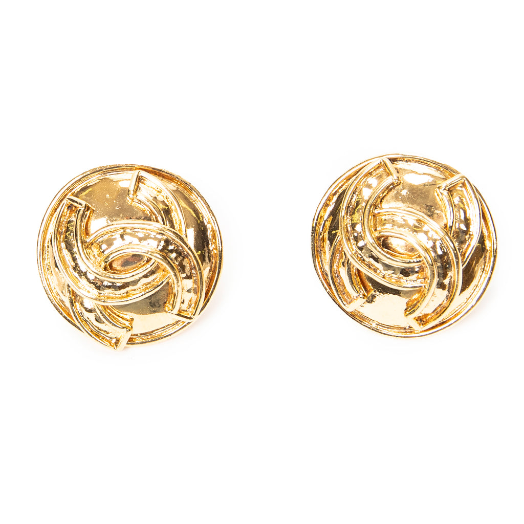 Pendientes CC redondos de clip Chapado en oro