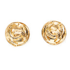 Pendientes CC redondos de clip Chapado en oro