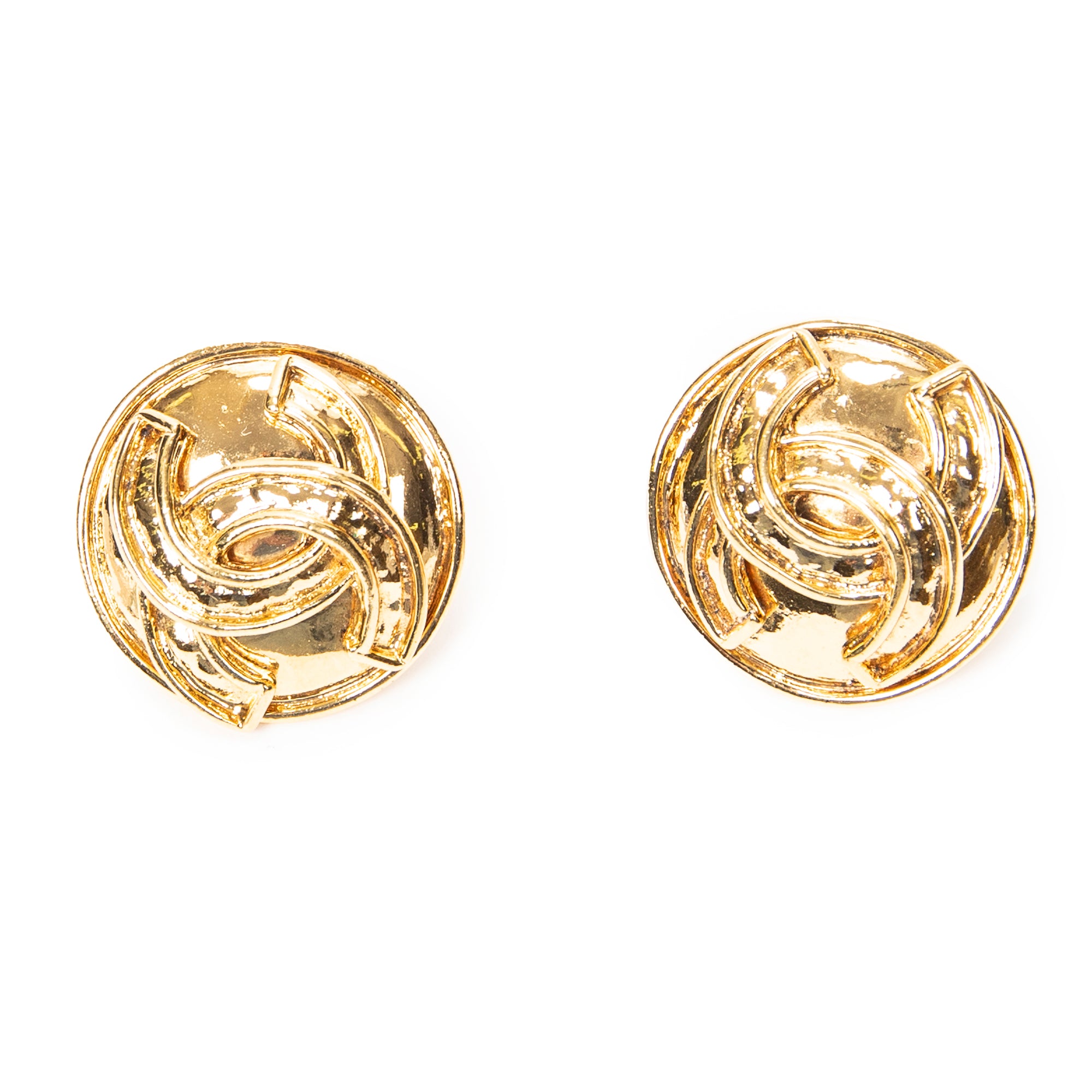 Earrings CC Round Clip On Earrings Gold Gold Plated
