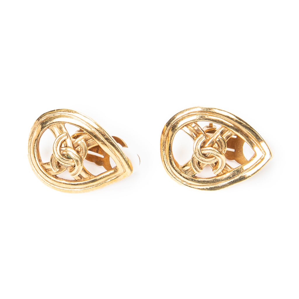 Pendientes CC Lágrima con Clip Oro Baño de Oro