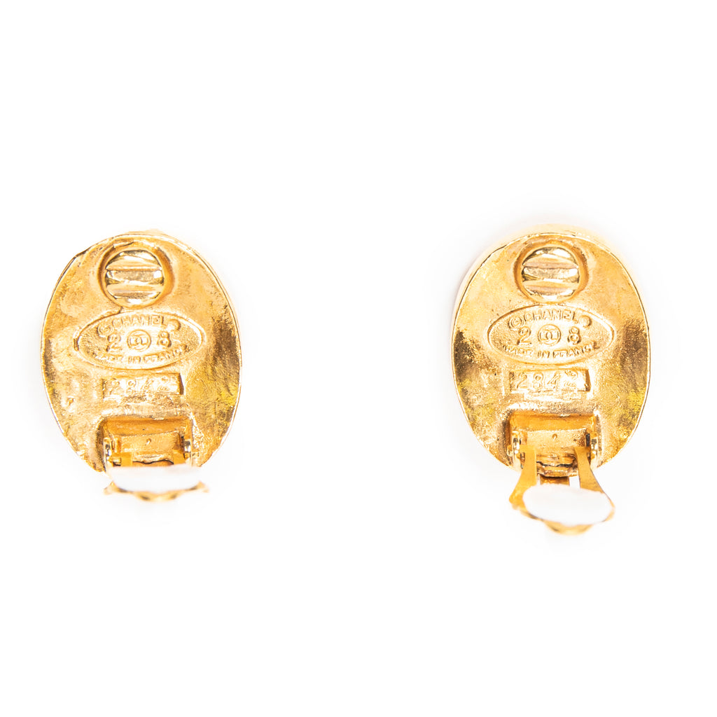 Pendientes CC de clip ovalados, dorados, chapados en oro