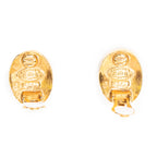 Pendientes CC de clip ovalados, dorados, chapados en oro