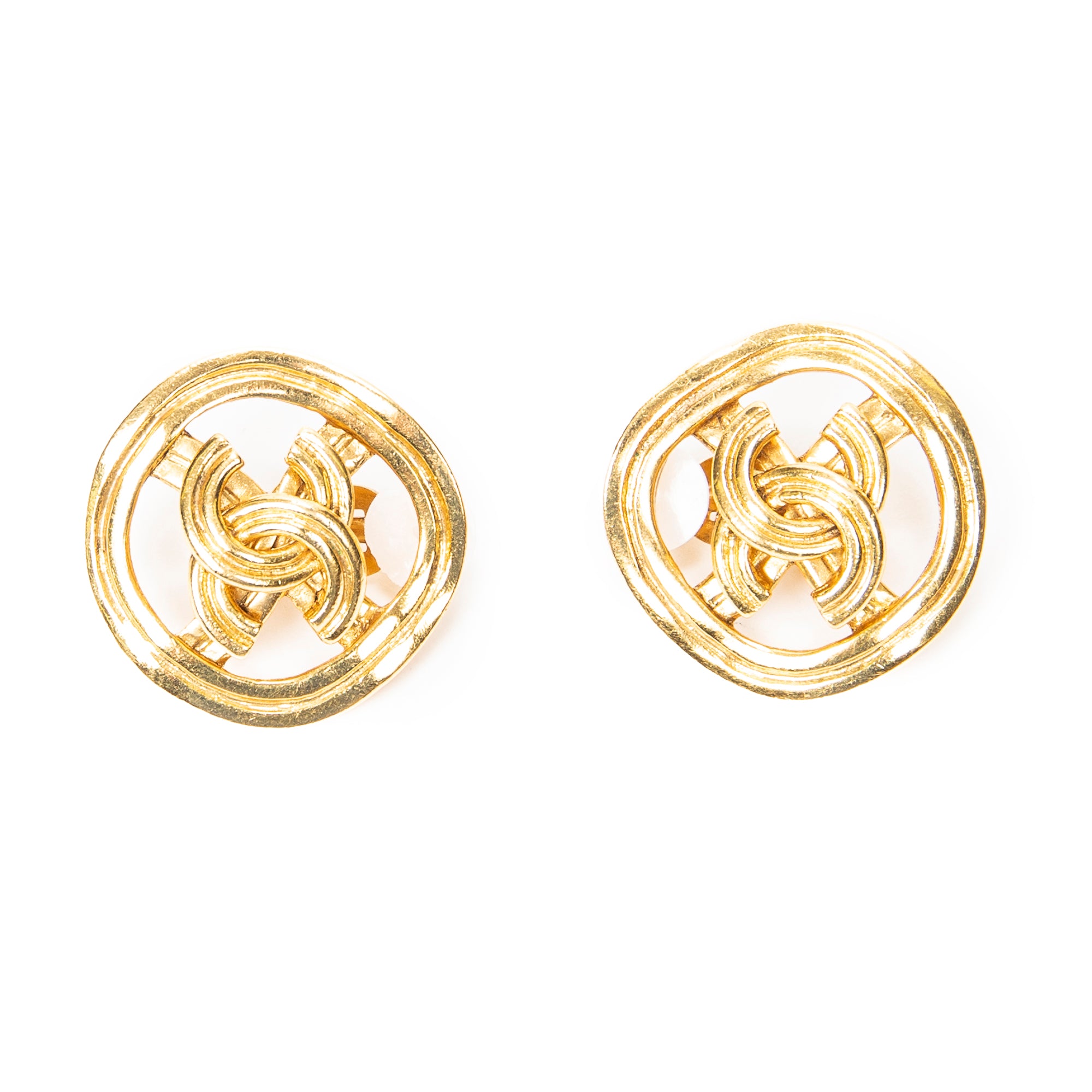 Earrings CC Round Clip On Earrings Gold Gold Plated