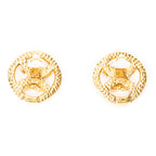 Pendientes CC redondos de clip dorados, chapados en oro