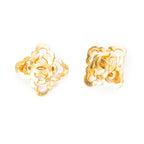 Pendientes de clip con forma floral CC Oro Chapado en oro