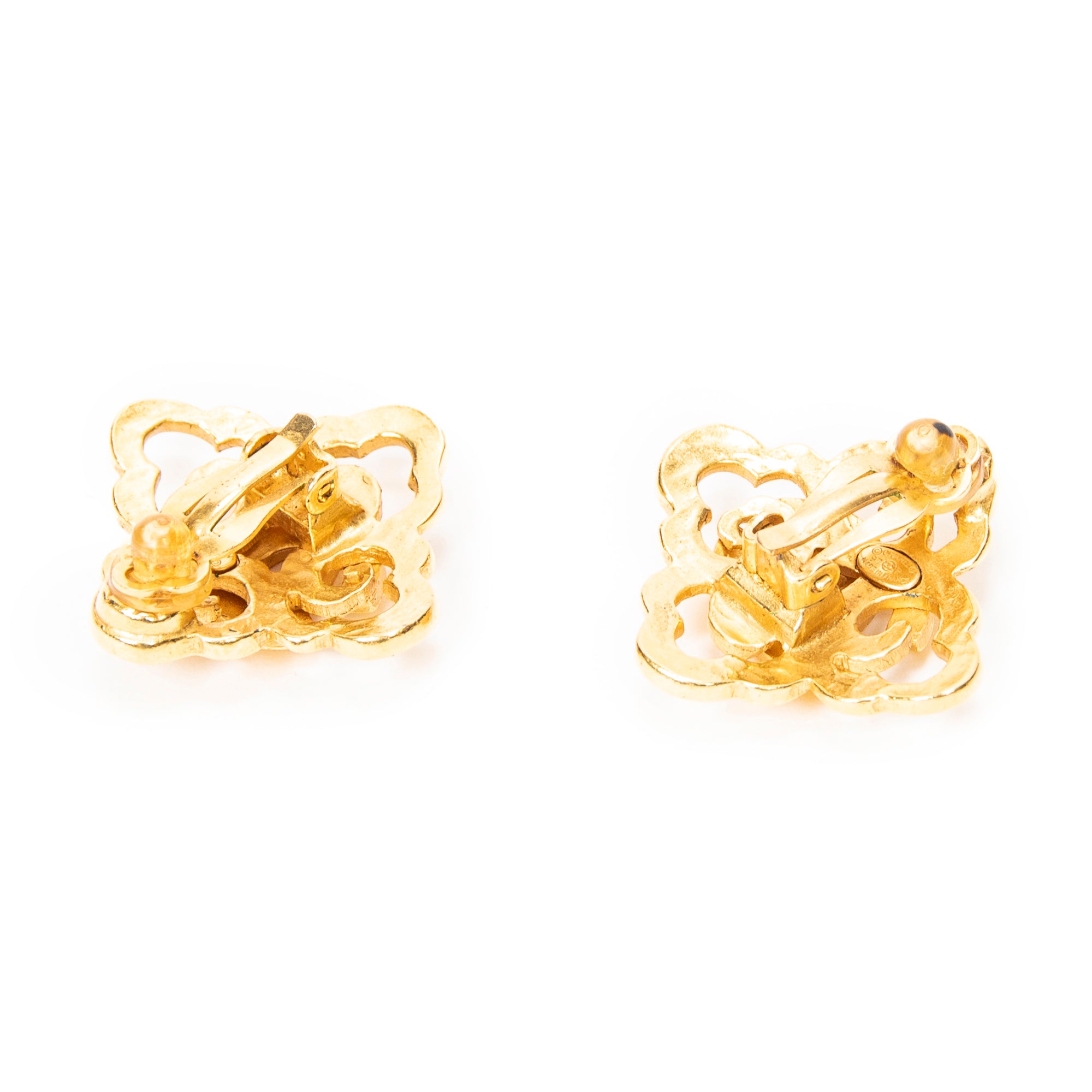 Earrings CC Floral-Shaped Clip On Earrings Gold Gold Plated