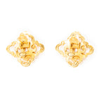 Pendientes de clip con forma floral CC Oro Chapado en oro