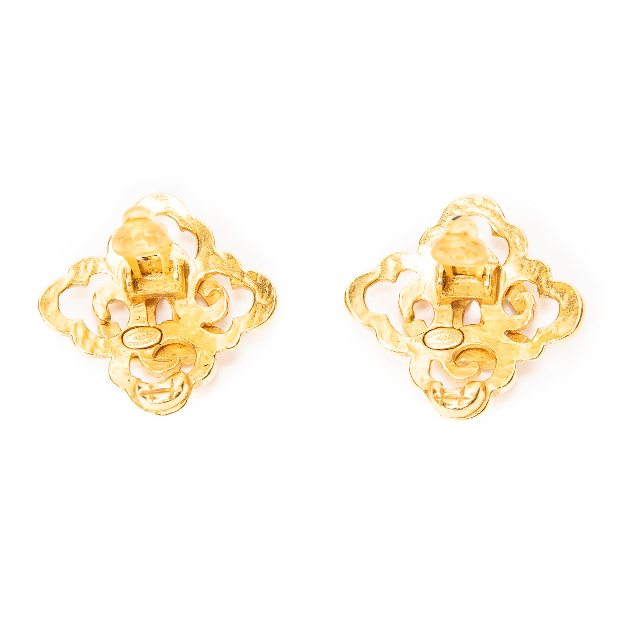 Earrings CC Floral-Shaped Clip On Earrings Gold Gold Plated