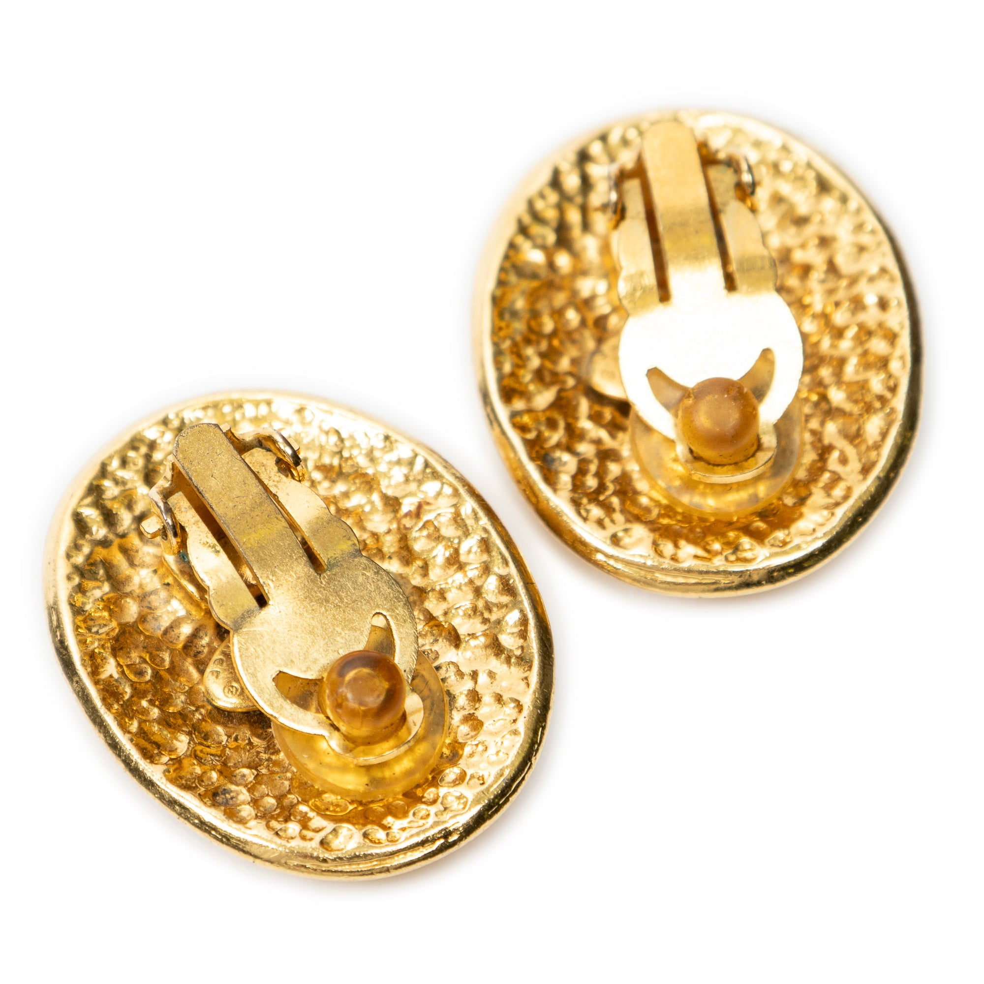 Earrings CC Oval Clip On Earrings Gold Gold Plated
